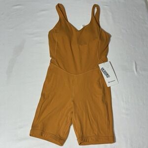Lululemon Size 8 Align Bodysuit 8" Autumn Orange Nulu Pockets Stretch $128 NWT